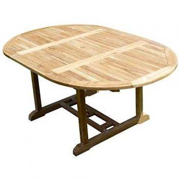 Mesa de jardín de teca Sawah 6/8 personas - Gama premium redonda-ovalada 120-180x120x75 cm