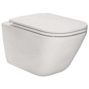 Roca 34647L000 A34647L000 Taza Suspendida Rimless, Modelo The Gap Square, Fijaciones Ocultas, Salida Horizontal, Blanco