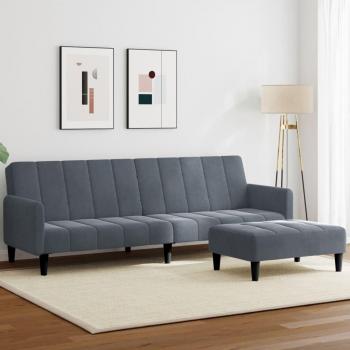 Sofá cama de 2 plazas con taburete terciopelo gris oscuro