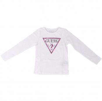 Guess Kids Long Sleeve Triangle Logo T-Shirt White