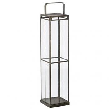 Portavelas de Cristal Dorado y Metal 16 x 16 x 74 cm