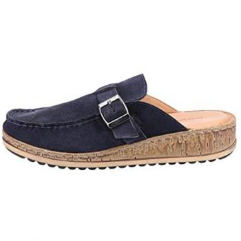 Hush Puppies Women's Sorcha Mule Memory Foam Slide Sandal - Navy Leather, Size UK 3