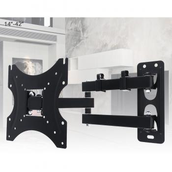 Soporte de pared ajustable para TV de 35KG, inclinación de 15° y clip para cables, compatible con monitores LCD LED de 14-42 pulgadas