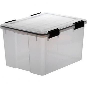 XL Lagerbox de plástico transparente con junta tórica en la tapa para la humedad, el polvo y la suciedad. Tamaño 40 x 50 x 30 cm. 45 litros de capacidad. ALTA CALIDAD!