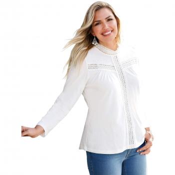 VENCA Camiseta de Cuello Mao Mujer by Vencastyle - 007834,Crudo,L