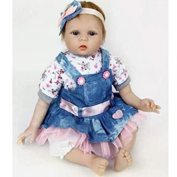 HRYEOY Bebe Reborn Niña Silicona Reales 22 Pulgadas 55cm Cuerpo Completo Suave Reborn Niña Realista de Muñeca Reborn