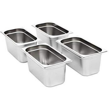 vidaXL 4X Bandejas Gastronorm de Alimentos GN 1/3 Utensilios Cocina Calientaplatos Plato Platillo Comida Buffet Baño María 150 mm Acero Inoxidable