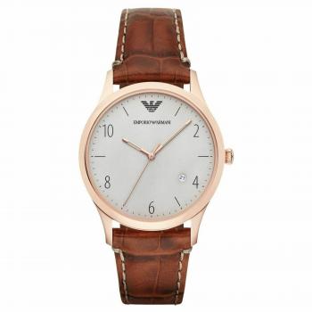 Reloj Armani Hombre AR1866 (40mm) - Reloj de pulsera, diseño elegante, caja de acero inoxidable, correa de cuero negro, resistencia al agua hasta 50 metros, esfera analógica con marcadores en índices