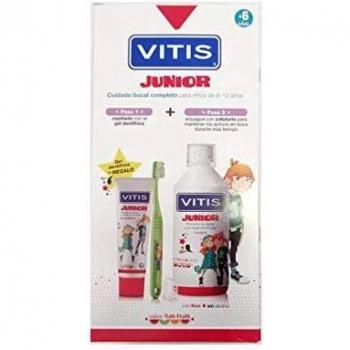 Vitis Junior Oral Care Set - 3 Pieces (1 x 500 ml Mouthwash, 1 x 75 ml Toothpaste, 1 Toothbrush)