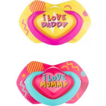 Canpol Babies Neon Love Symmetrical Silicone Pacifier 0-6 Months Pink (2 Pack)