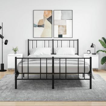 Mesitas de noche 2 unidades madera de ingeniería 40x30x50 cm Blanco brillante Roble Sonoma para habitación dormitorio salón estudio mesa auxiliar