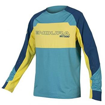Endura Maillot Enduro Manga Larga MT500 Burner Lite Azul Claro Amarillo XXL