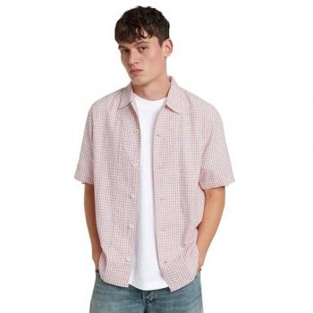 Camisa Resort Roja de Manga Corta para Hombre G-Star 2024, Algodón Casual
