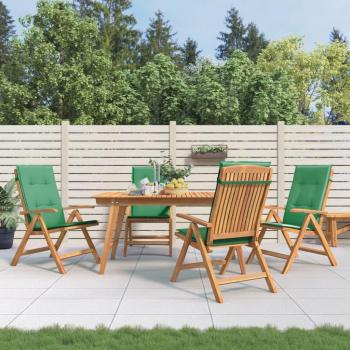 Reclining Teak Garden Chairs with Cushions - Set of 4