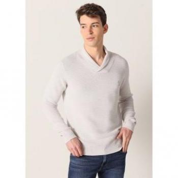 Jersey básico de cuello cruzado gris para hombre - Six Valves