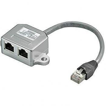 Adaptador T CAT 5e RJ45 Ethernet + ISDN - Splitter Y (1x RJ45 Macho a 2x RJ45 Hembra)
