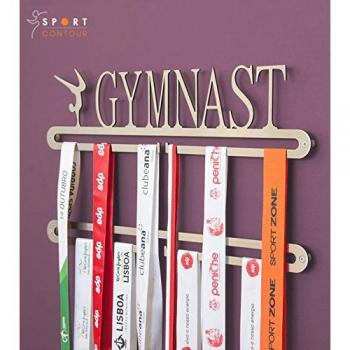 Medallero Colgador Doble Medallas Gimnasia - Porta medallas para gimnasta en Acero Inoxidable - Gymnastic Medal Display Holder