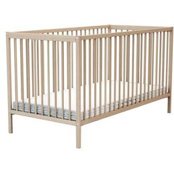 Cuna fija de madera de haya cruda 70 x 140 cm con barrotes