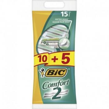 Bic Comfort 2 Pack de 15 (10+5 Gratis) Maquinillas de Afeitar Desechables