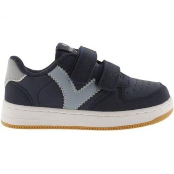 Victoria Tiempo Velcro Sneakers for Kids - Faux Leather Effect, Blue