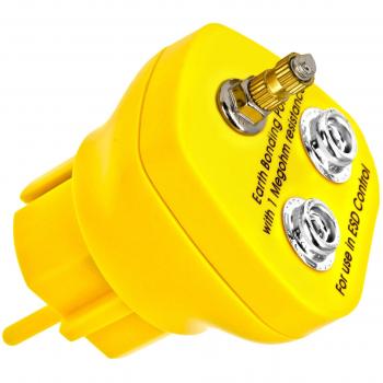 Minadax® Piedra de construcción de tierra – EBP – Innovadora protección ESD – Enchufe de toma de tierra antiestática – 1 conector de ojal M5 y 2 conectores hembra de botón – 1 megaohm resistencia