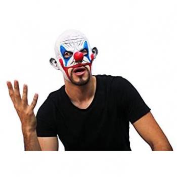 Máscara de Payaso Clooney de Látex Resistente, Pintada a Mano, Línea Chinless, Talla Única Adulto - Ideal para Halloween y Fiestas de Disfraces
