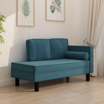 Sofá diván con cojines y almohadas de terciopelo azul