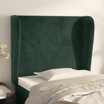 Cabecero con Orejas de Terciopelo Verde Oscuro 93x23x118/128 cm