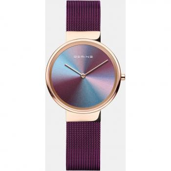 Reloj Bering Anniversary3 de malla de acero morado