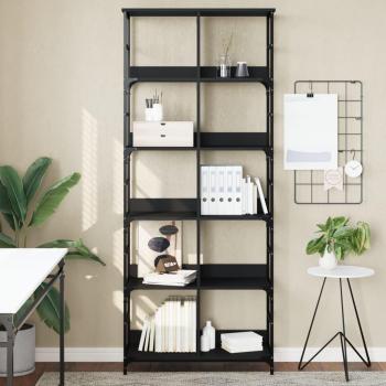 Estantería de madera ingeniería 78,5x33x188,5 cm Negro, Roble Sonoma, Roble ahumado - Mueble Almacenaje Estantería para Oficina, Estudio, Dormitorio Estantería/Libr