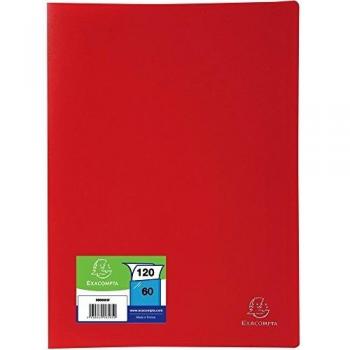 Exacompta 8565E - Carpeta de 60 fundas PVC, A4, color rojo
