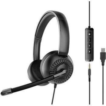 Auriculares Stereo USB Speedlink METIS con Control de Volumen y Micrófono, Conexión 3.5 mm, Color Negro