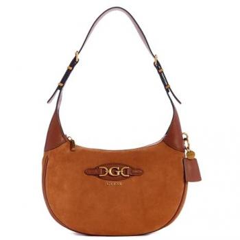 Guess Malva Hobo Shoulder Bag - Brown, One Size, Polyurethane