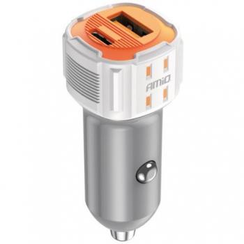 Cargador de coche para móvil AMiO 03883 con puerto USB y carga rápida