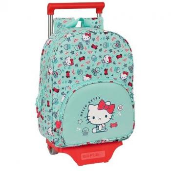 Mochila Escolar con Ruedas Hello Kitty Sea Lovers Turquesa 26 x 34 x 11 cm, Ideal para Niños de Diferentes Edades, Cómoda y Versátil, Calidad y Resistencia