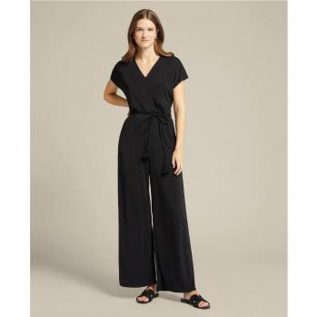 Elena Mirò Crepe Jersey Jumpsuit with V-Neck, Black, Female, Size: M
