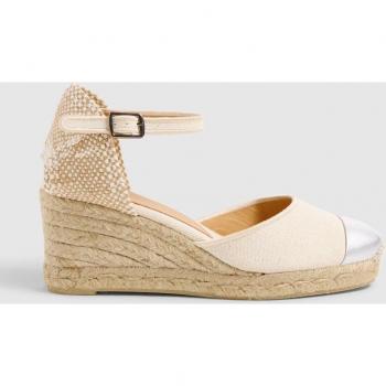 Alpargatas de cuña de mujer en algodón orgánico con cierre lateral de pulsera y hebilla metálica