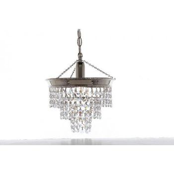 Lámpara Colgante Brunswick Níquel 1 Bombilla 24cm con 3 Niveles de Strass