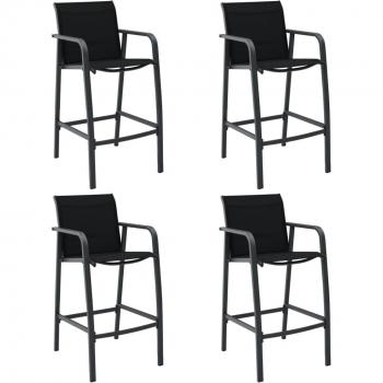 Black Textilene Garden Bar Chairs Set of 4