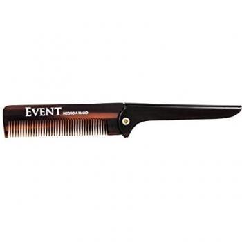 Event Peine Barba y Bigote con Funda Plegable 18, Marrón - 34 gr