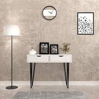Homemania Tabla Consola Enora con Cajones, Aglomerado Melamínico, Metal, Blanco, Negro, 120 x 40 x 67 cm