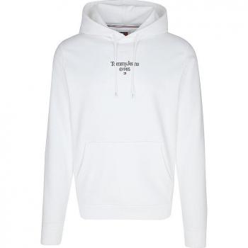 Tommy Hilfiger White Cotton Hoodie Sweatshirt with Logo, Male, Size: S