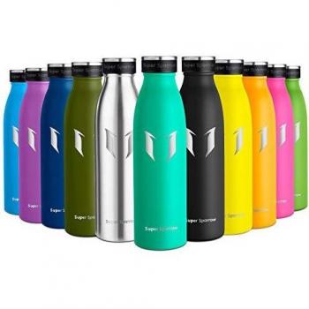 Super Sparrow Botella de Agua Acero Inoxidable- 750ml - sin BPA - islamiento de Vacío de Doble Pared, Botellas Frío/Caliente, Reutilizable para Niños, Colegio, Sport, Gimnasio, Bicicleta