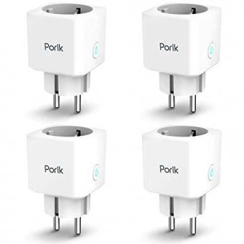 Porik Enchufe inteligente SP12, enchufe WiFi para control remoto y control de voz, compatible con Alexa y Google Assistant Voice Control, con función de temporizador, 16A 3840W, 4PCS