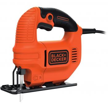 Sierra de Calar Compacta Black & Decker 400 W con Cuchilla, Corte Inclinable y Bajo Nivel de Vibración, KS501-GB