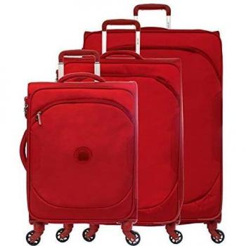 Delsey U-Lite Classic 3 - Juego de 3 Maletas con 4 Ruedas, Rojo