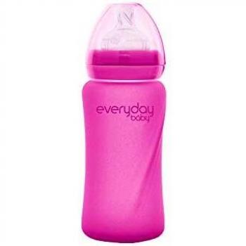 Biberón de Cristal Everyday Baby Heathy+ 240 ml con Sensor de Calor en Rosa