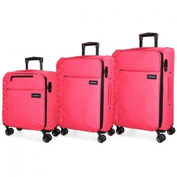 Movom Oslo Juego de maletas Rosa 55/69/79 cms Blanda Poliéster Cierre TSA 199L 4 ruedas dobles Equipaje de Mano