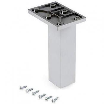 Emuca - Patas para mueble, Pies de plástico para muebles color cromado, Lote de pies con tornillos de montaje, varios modelos