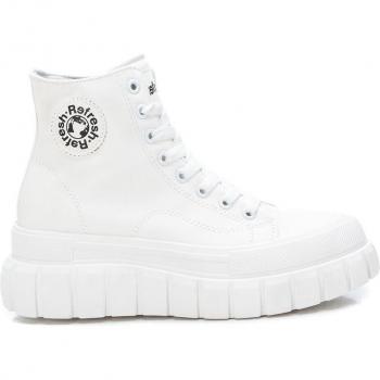 Refresh Zapatillas Altas de Mujer en Color Blanco con Diseño Abotinado